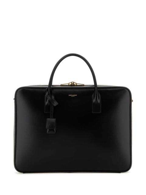 SAINT LAURENT Saint Laurent Men Black Leather Large Sac De Jour Handbag