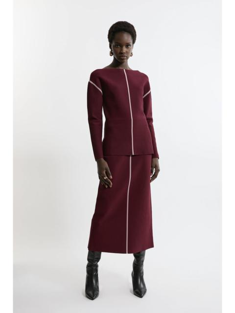 KAREN MILLEN Milano Knit Front Split Midi Skirt