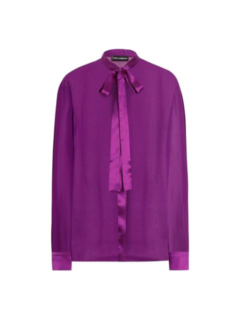 satin tie-neck shirt