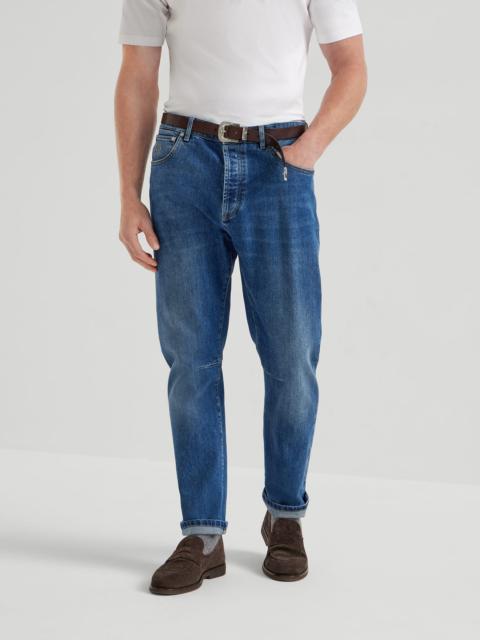 Brunello Cucinelli Comfort cotton denim leisure fit five-pocket trousers