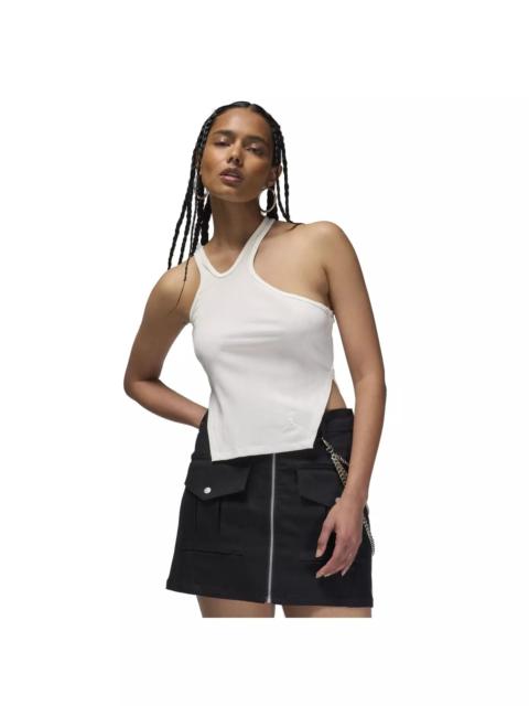 Jordan Women's Asymmetrical Ribbed Tank -White