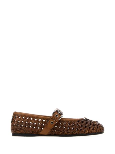 Miu Miu Miu Miu Women Brown Leather Ballerinas