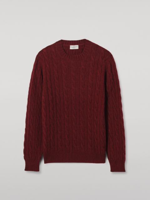 Johnstons of Elgin Calder Dark Red Cable Cashmere Jumper