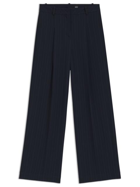 BOSS EXTRA-LONG-LENGTH PINSTRIPE TROUSERS WITH WIDE LEG
