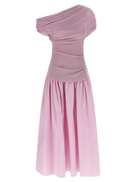 self-portrait Pink Cotton Draped Knit Midi Dresses Pink