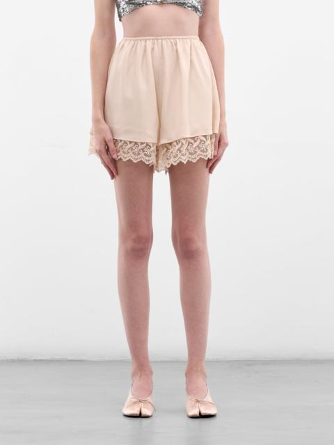 Simone Rocha Crepe Lace Trim Mini Shorts