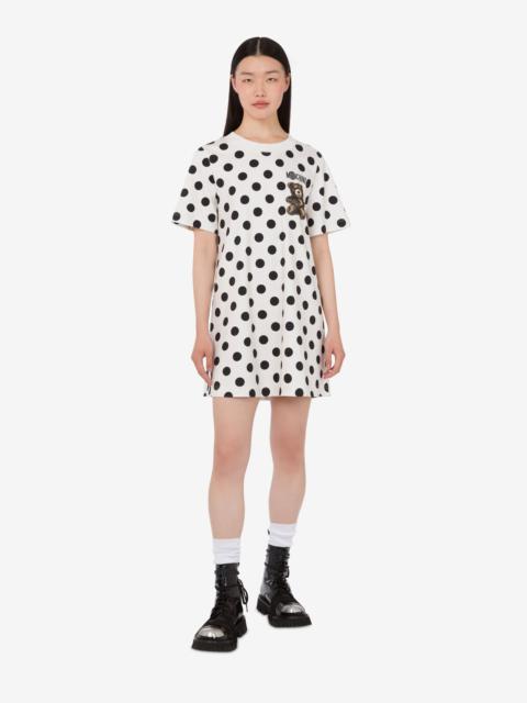 Moschino MOSCHINO TEDDY BEAR PRINTED HEAVY COTTON DRESS