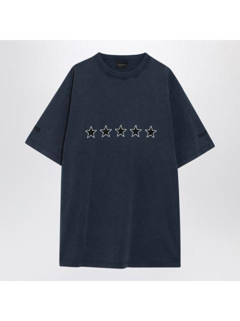 BALENCIAGA Balenciaga Washed Navy Blue Oversized T-Shirt Men
