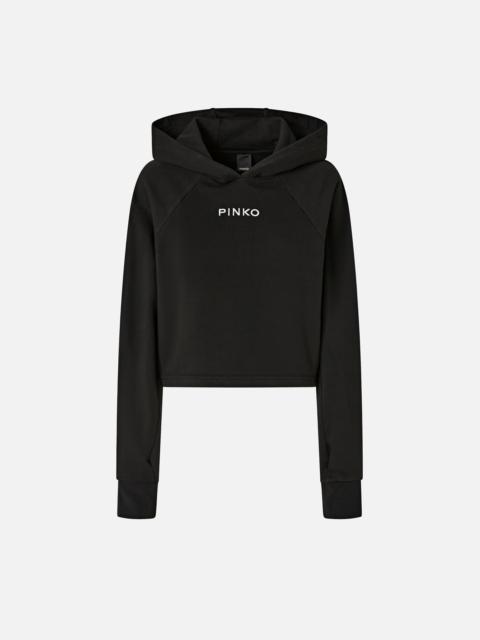 PINKO CROPPED SWEATSHIRT WITH EMBROIDERY