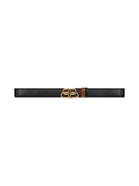 BALENCIAGA Men's Bb Reversible Belt In Grained Calfskin  in Black