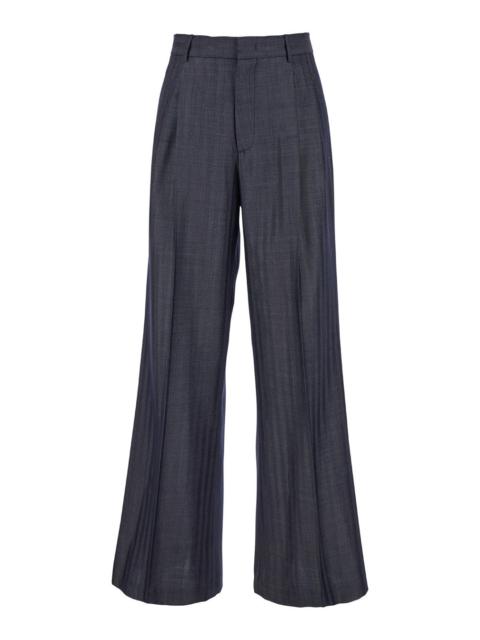 Etro Etro Women Grey Wide Pants With Concealed Closure In Wool Blend Woman