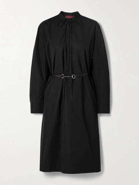 Belted cotton-poplin shirt dress Black