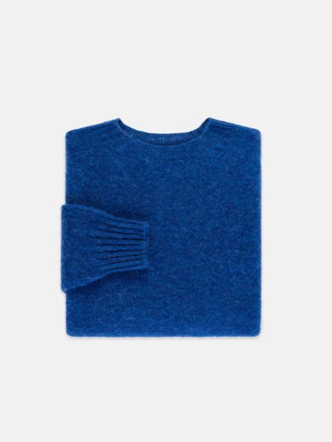 J. PRESS MADE-IN-SCOTLAND MEDIUM BLUE SHAGGY DOG SWEATER  - TRIM FIT