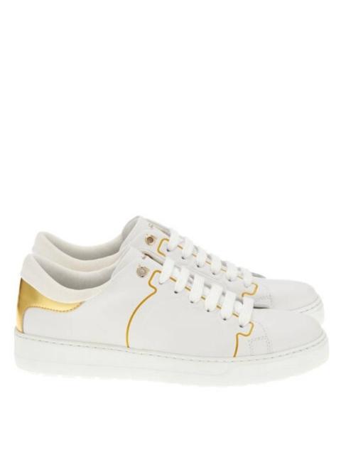FERRAGAMO Ferragamo White Leather Low-Top Sneakers, Size 7 C