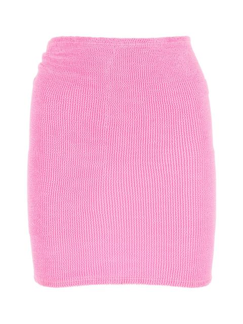 Hunza G Fluo pink stretch nylon blend miniskirt