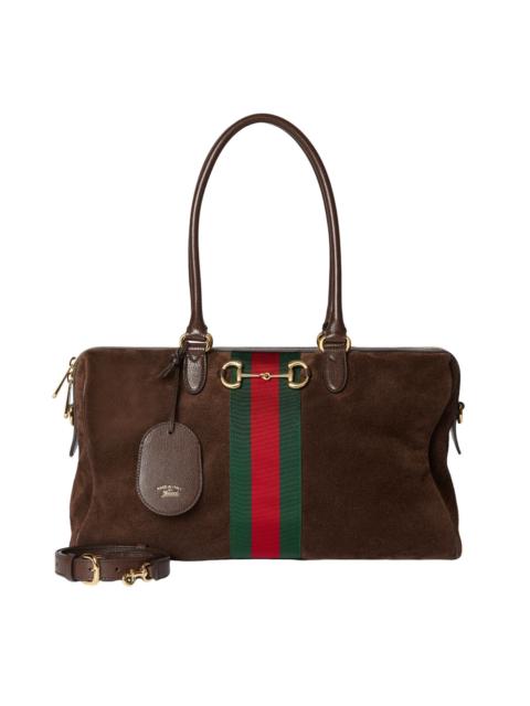 GUCCI GUCCI Borsetto large boston $3450 Dark Brown Sued Top Handle