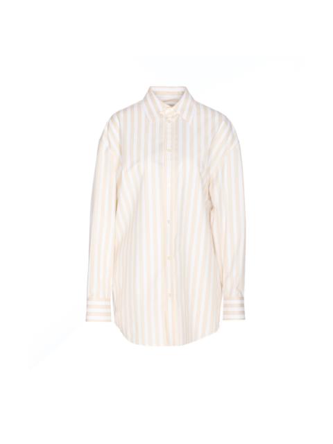 Saint Laurent Women Cassandre Shirt In Striped Cotton