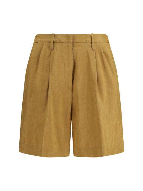 forte_forte Forte_Forte Women Slubbed Linen And Viscose Bermuda Pants With Hook And Zip Closure