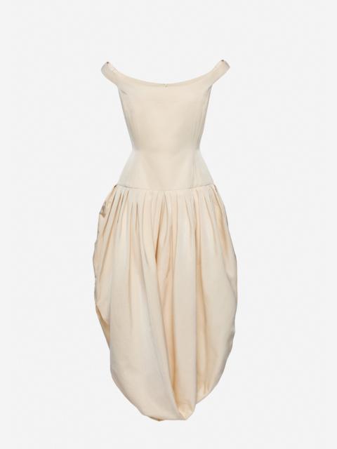 MAGDA BUTRYM Long off-shoulder draped dress in cream