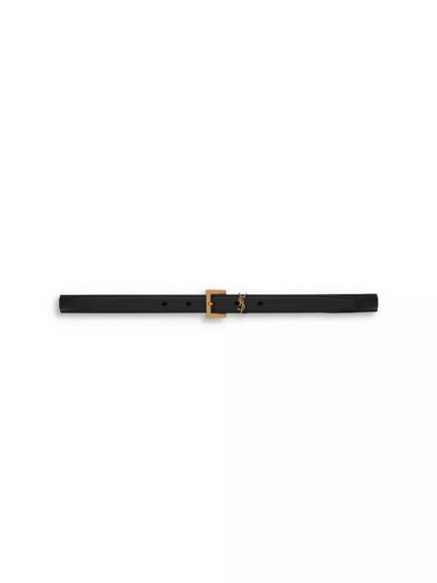 SAINT LAURENT Cassandre Thin Belt with Square Buckle in Box Leather