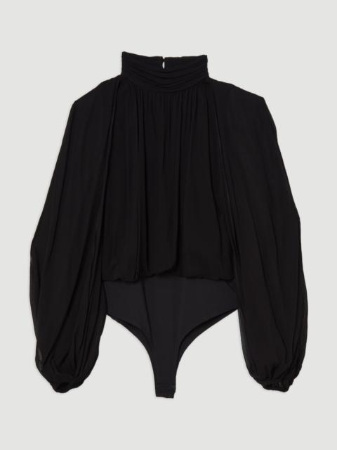 KAREN MILLEN Tall Viscose Georgette Cady Lace Insert Bodysuit