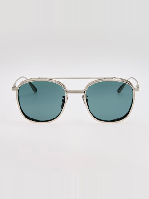LINDA FARROW Varo Sunglasses in Green and White Gold