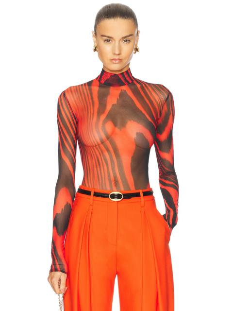 David Koma Printed Mesh Bodysuit