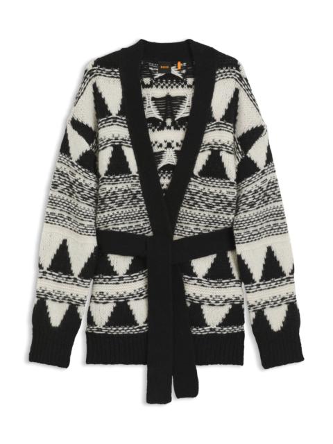 BOSS ITALIAN-YARN CARDIGAN WITH JACQUARD KNIT