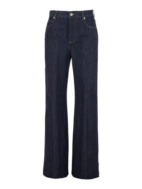 Bottega Veneta Bottega Veneta Women 'Indigo' Blue Palazzo Jeans With Logo Patch On The Back In Cotton Woman