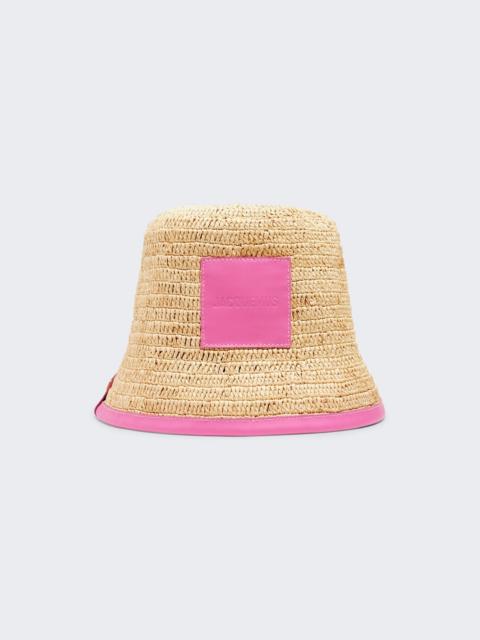 JACQUEMUS Raffia Bucket Hat Neon Pink