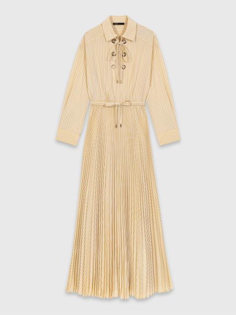 maje Eyelet pleated maxi dress