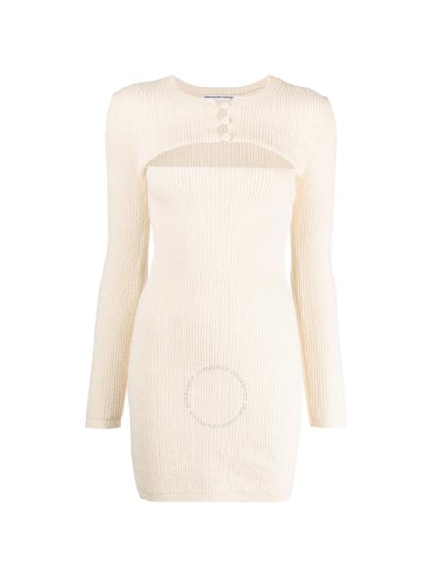 alexanderwang.t T by Alexander Wang Ladies Vanilla Ice Boucle Cut-Out Knitted Minidress