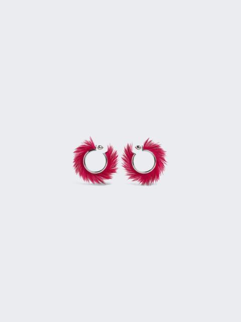 Alaïa Blade Hoops With Feathers Framboise