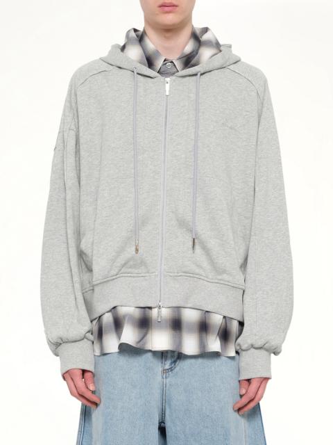 FENG CHEN WANG 2 in 1 Zip Hoodie with Check in Grey