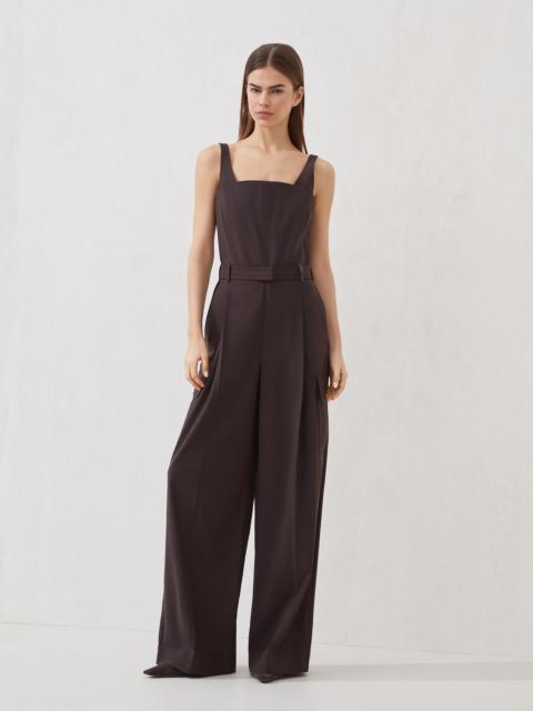 Brunello Cucinelli Tropical luxury wool jumpsuit with monili
