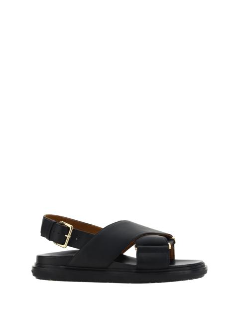 Marni Marni Fussbett Leather Sandals Black Women