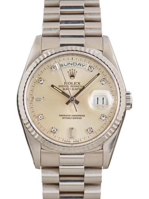 ROLEX Used Rolex Day-Date 18239 Silver Diamond Dial