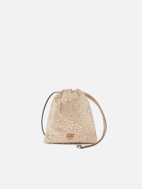 PINKO BABY SLOUCHY BAG FULLY RHINESTONED SHOULDER POUCH