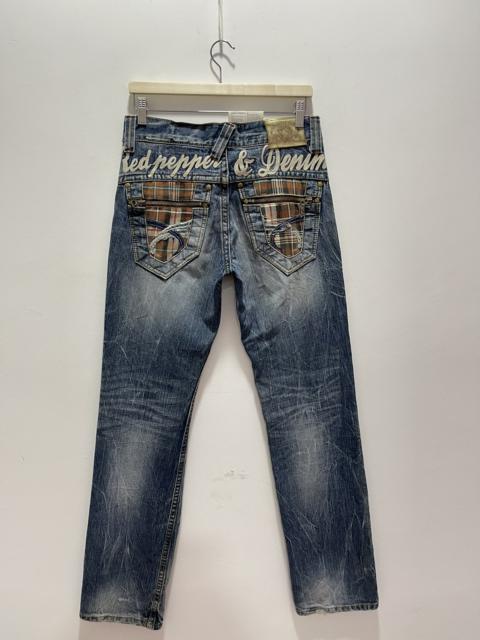 Other Designers Vintage - RED PEPPER STRIPED POCKET DESIGN DISTRESSED DENIM JEANS
