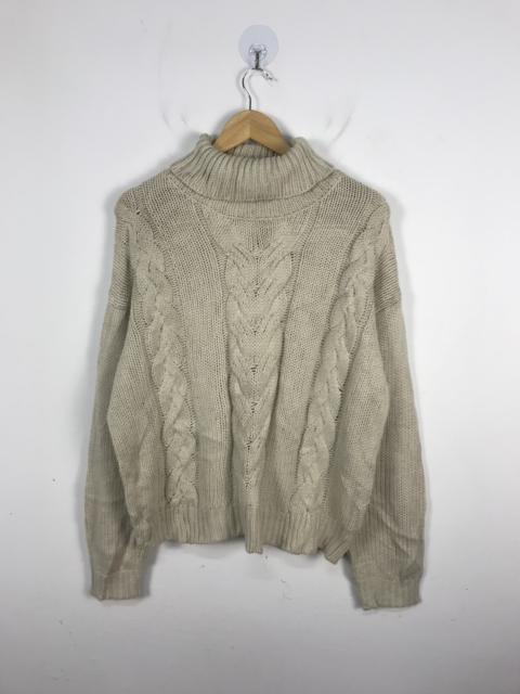 Other Designers Japanese Brand - Gu Turtleneck Cable Knit Sweater Streetwear Cream #3022