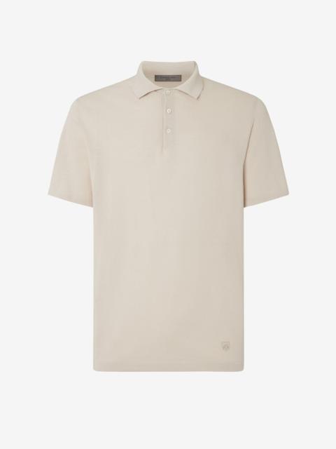 CORNELIANI White button-up Pima ice cotton polo shirt