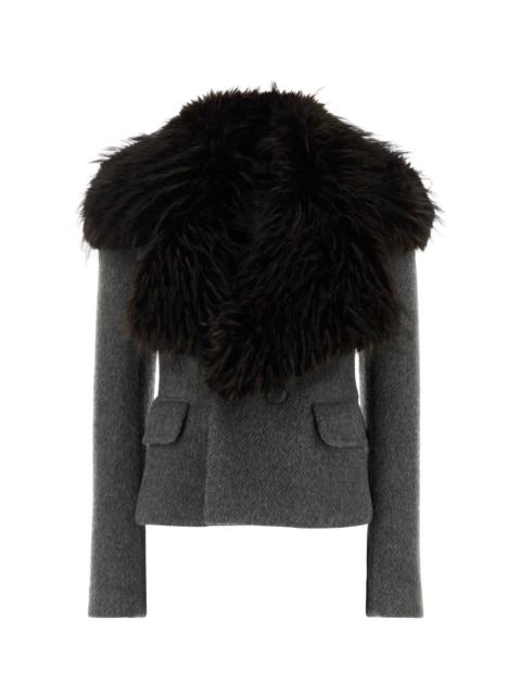 DSQUARED2 Dsquared Women Grey Mohair And Wool Uptown Twiggy Blazer