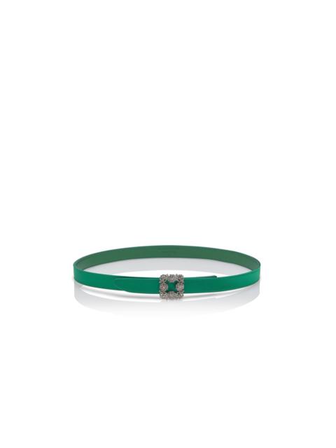 Manolo Blahnik Green Satin Crystal Buckled Belt