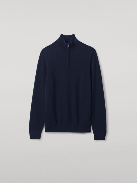 Johnstons of Elgin Classic Cashmere Navy Zip Neck Jumper