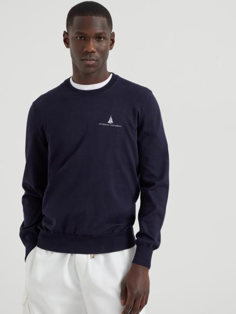 Cotton lightweight sweater with embroidery