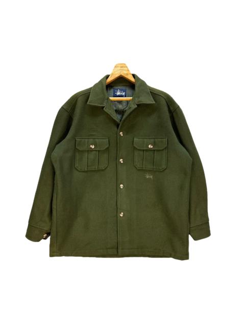 Stüssy 90’s STUSSY Workwear Green Wool Flannel Jacket #105-1460