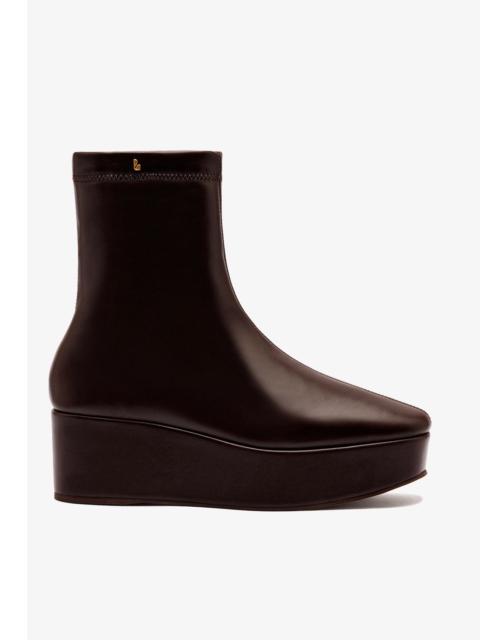 Larroudé Dani Flatform Boot In Brown Leather
