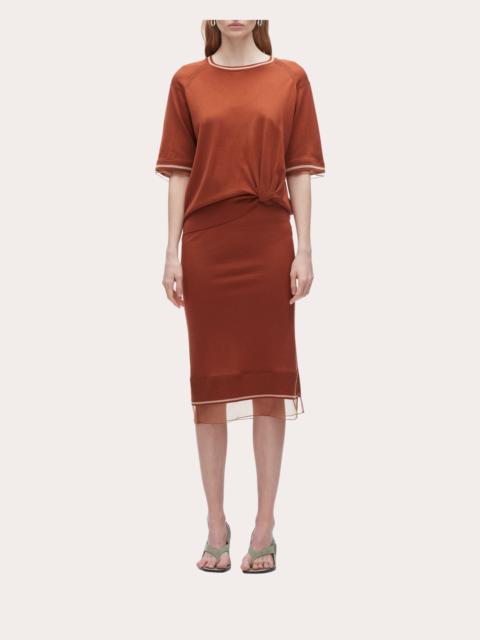 3.1 Phillip Lim Organza Trimmed Gathered Wool Sweater Dress