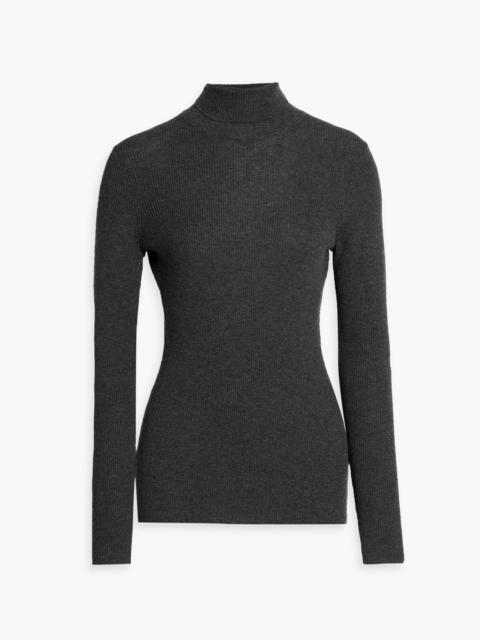 maje Ribbed wool and silk-blend turtleneck sweater