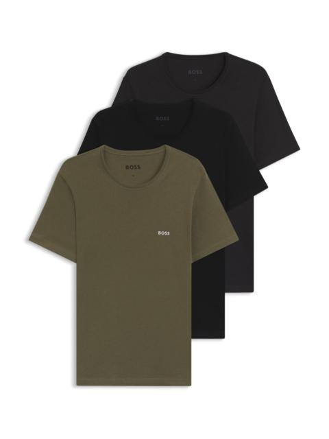 BOSS THREE-PACK OF COTTON UNDERWEAR T-SHIRTS WITH LOGO EMBROIDERY